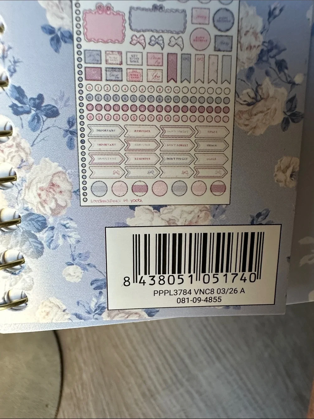LoveShackFancy & Yoobi Ever Blooming Rosettes Ring Binder & Planner Whisper Blue